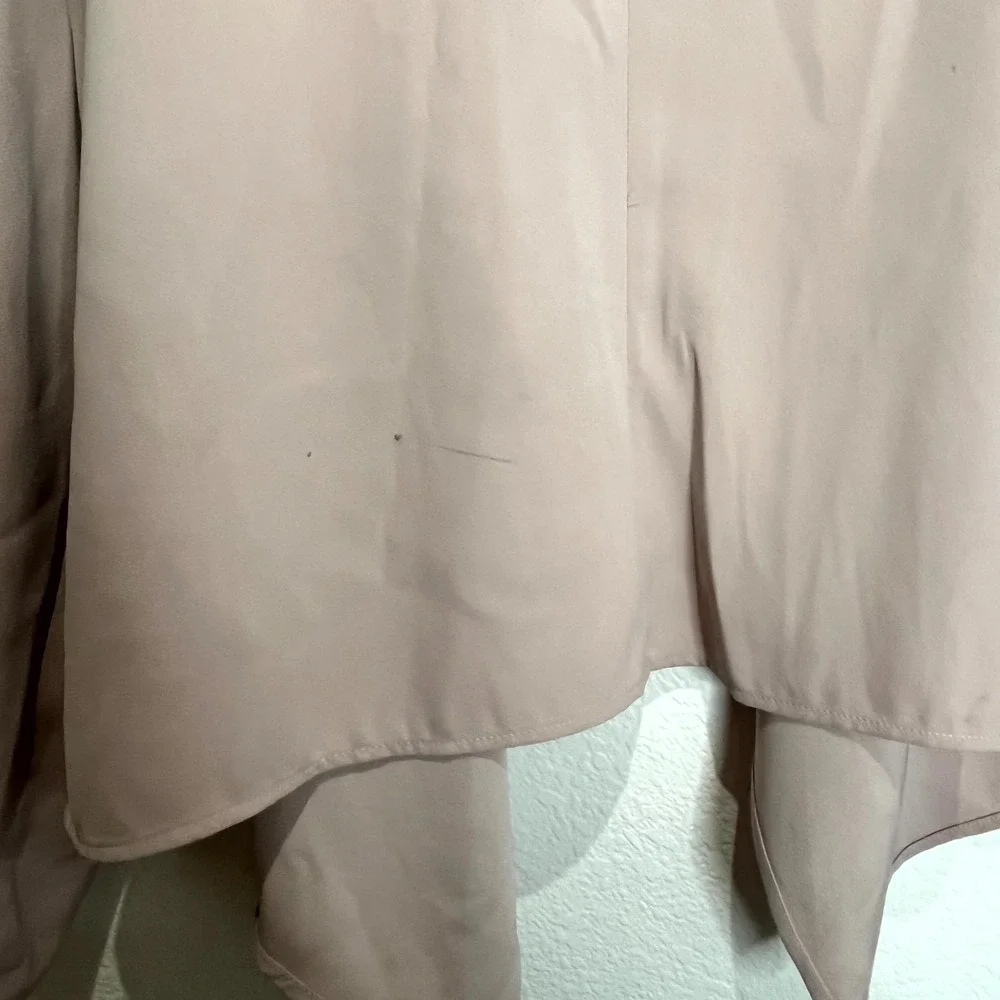 Express‎ Blazer Jacket Womens XL Pink Drape Open Front Formal Oxford Business - Picture 11 of 12